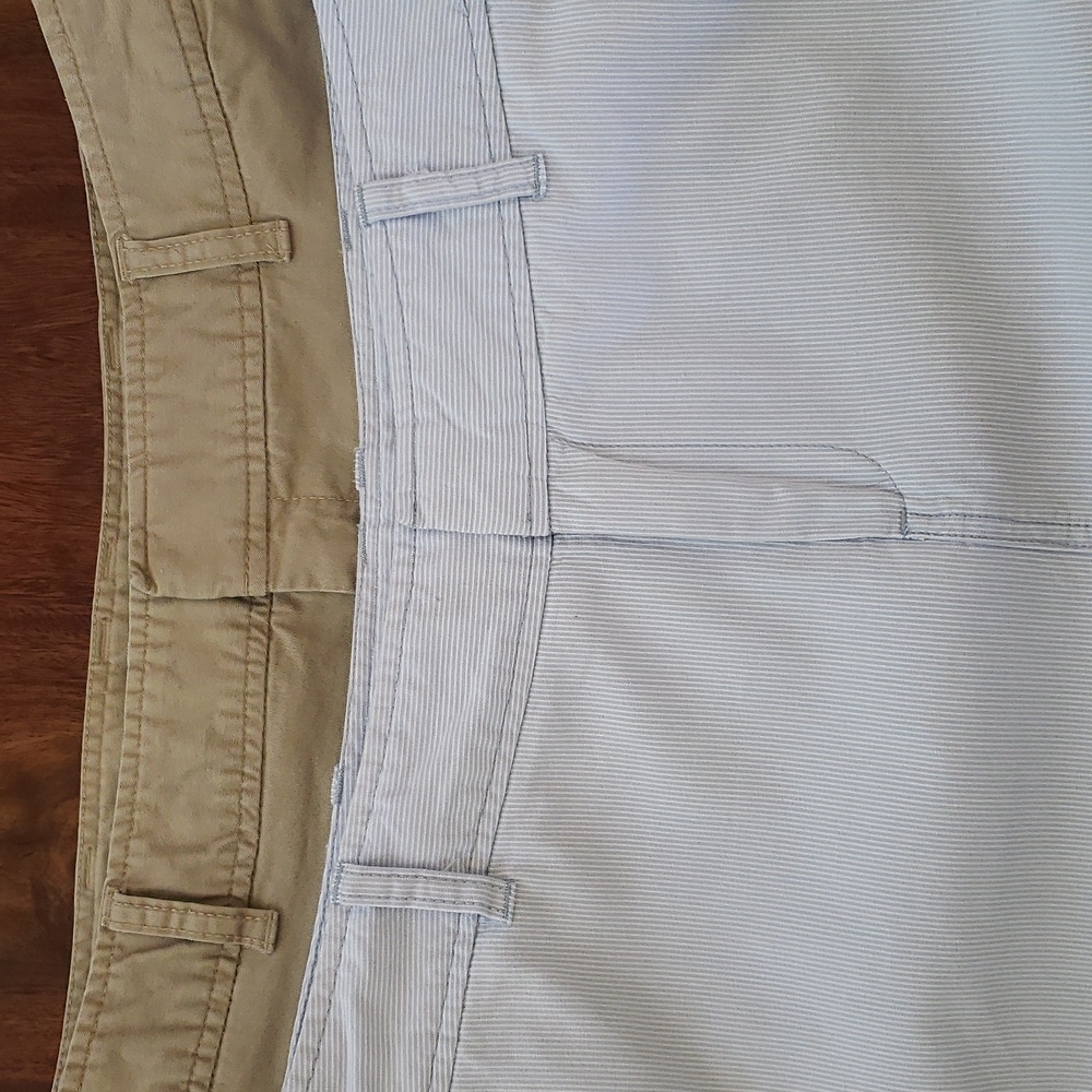 MERONA Skirt Bundle Size 10 Lot of 2 Tan Cotton Chino & Blue Seersucker - Picture 5 of 10